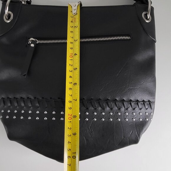 Mia & Luca Black Faux Leather Shoulder/Crossbody Bag  I Zip Pockets - Picture 6 of 6